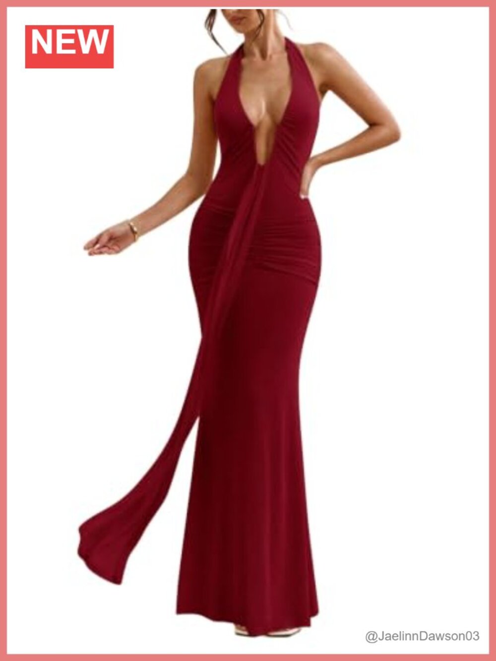 Women's Mesh Maxi Dress Halter Deep V Neck Ruched Bodycon Backless